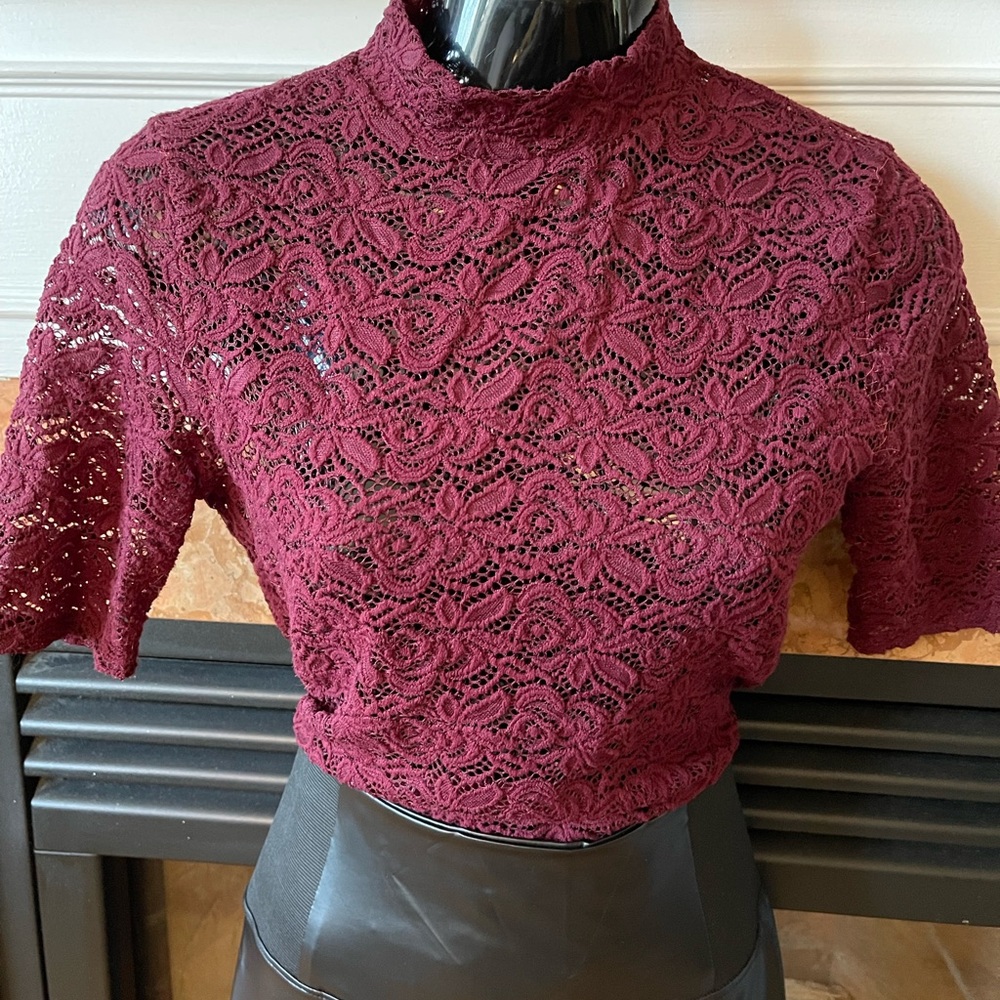 Merlot Stretch Lace Bodysuit